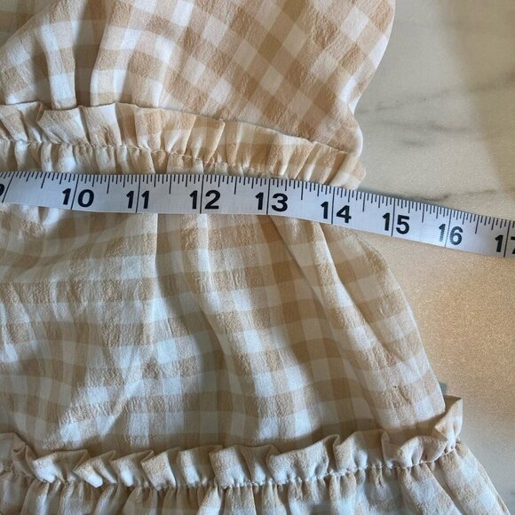 Princess Polly Ainslie MINI DRESS White Beige Gingham Size 2 Tomato Girl Summer - Picture 11 of 12